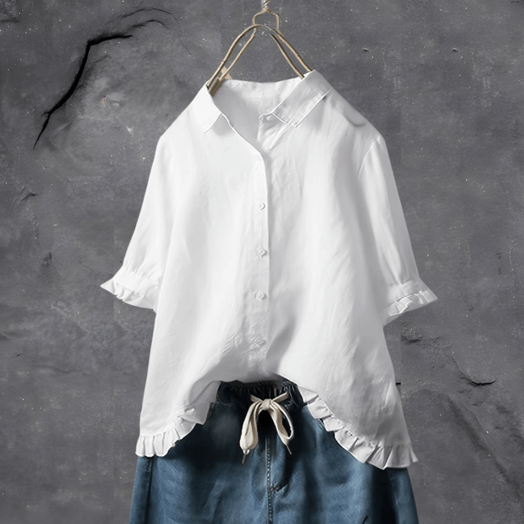 Caitlin | Relaxed Fit Ruffle Hem Shirt