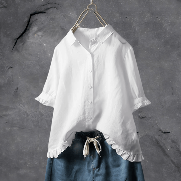 Caitlin | Relaxed Fit Ruffle Hem Shirt