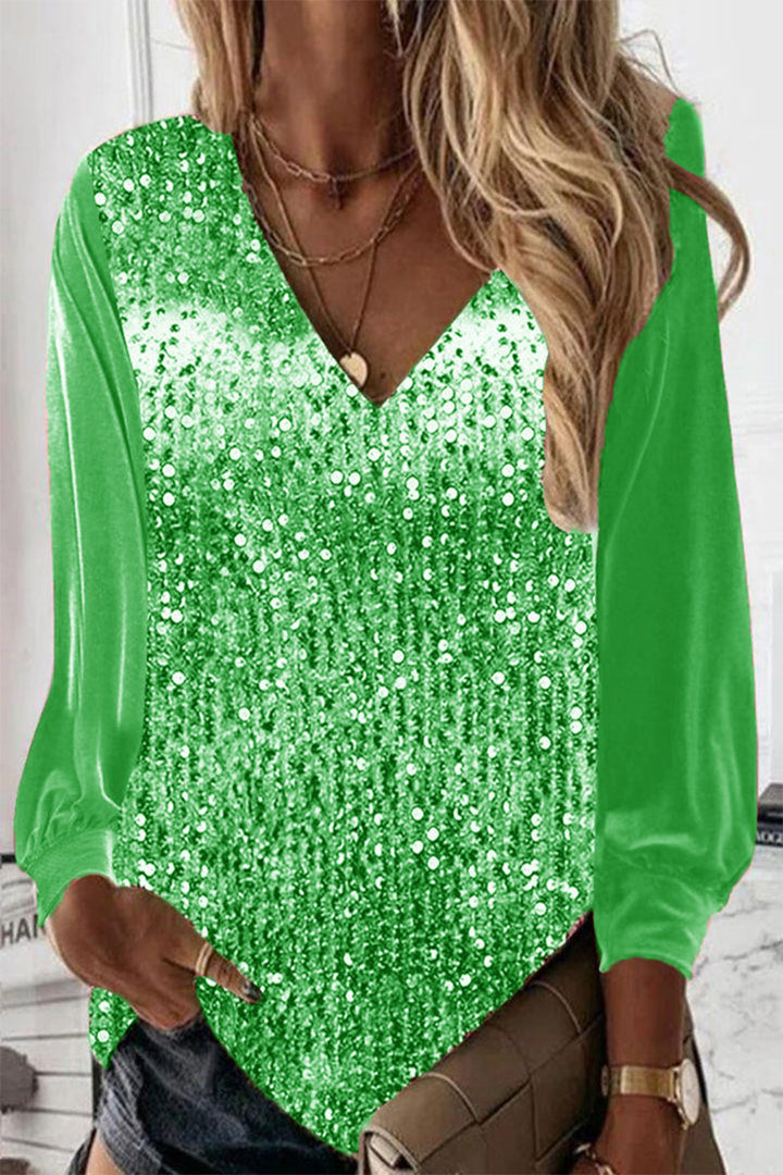 Evelyn | Stylish Women Sequin V-Neck Top