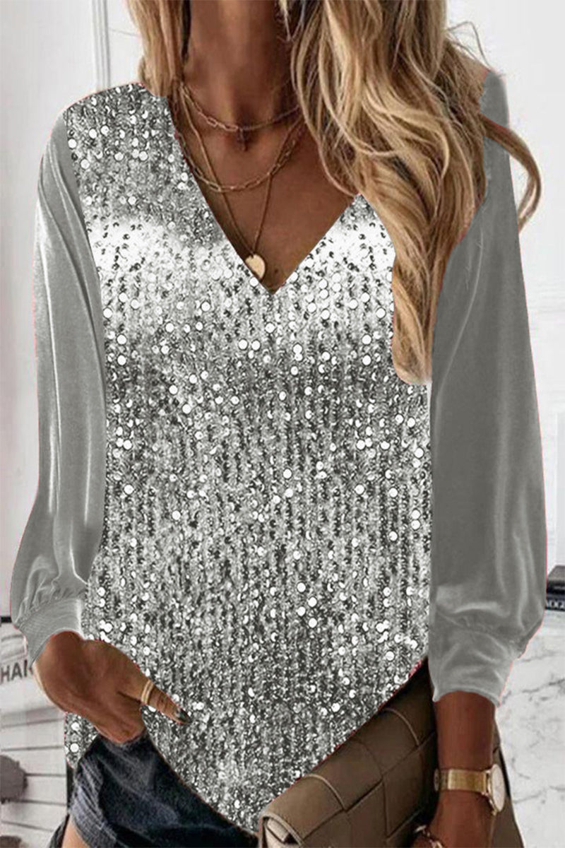 Evelyn | Stylish Women Sequin V-Neck Top