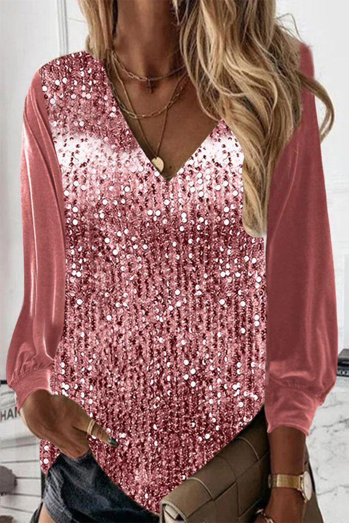 Evelyn | Stylish Women Sequin V-Neck Top