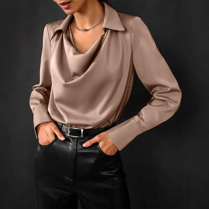 Yasmin | Sophisticated Satin Cowl Neck Blouse