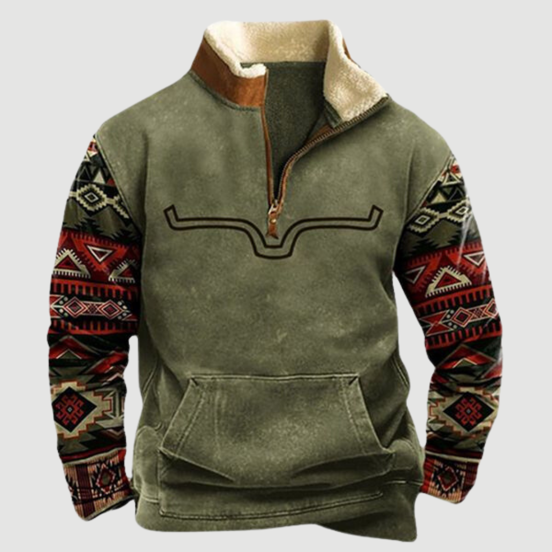 Kjeld | Cozy Moose Print Half-Zip Sweater