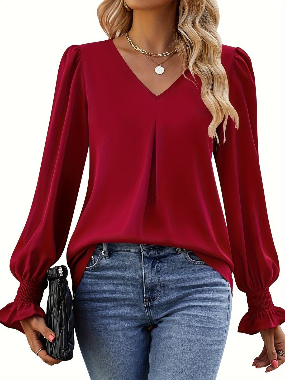 Daisy | Chic V-Neck Puff Sleeve Blouse