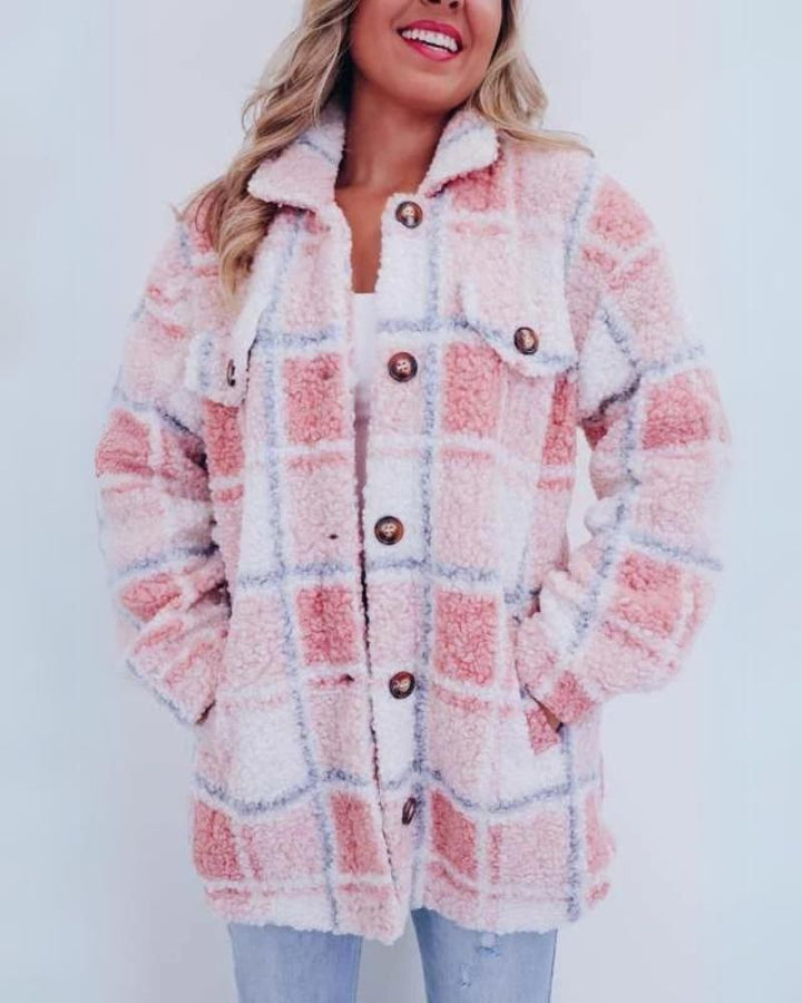 Zali - Polar Fleece Plaid Jacket