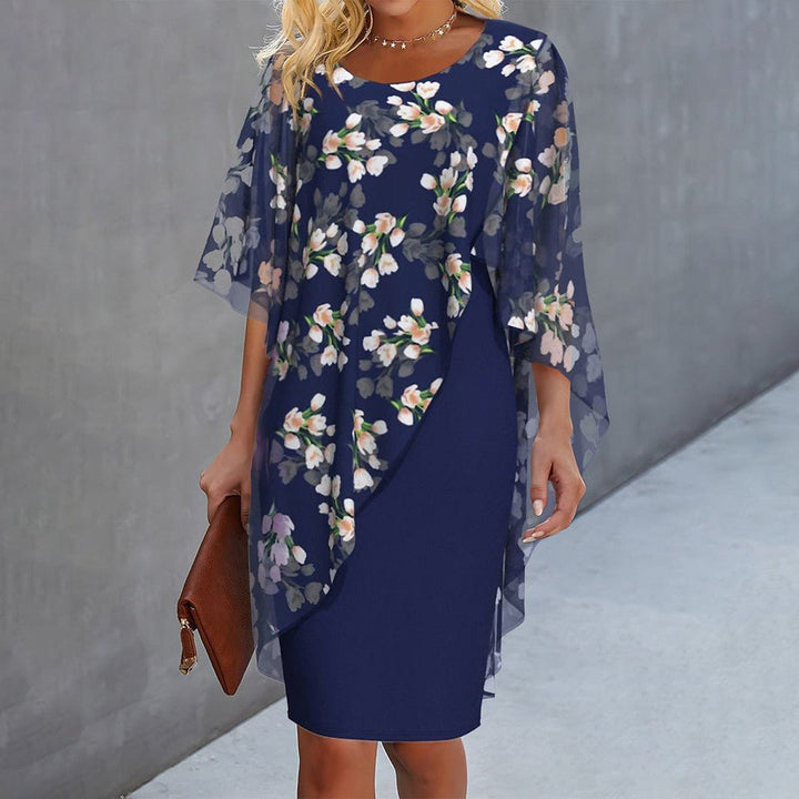 Margie | Floral Sheer Capelet Dress