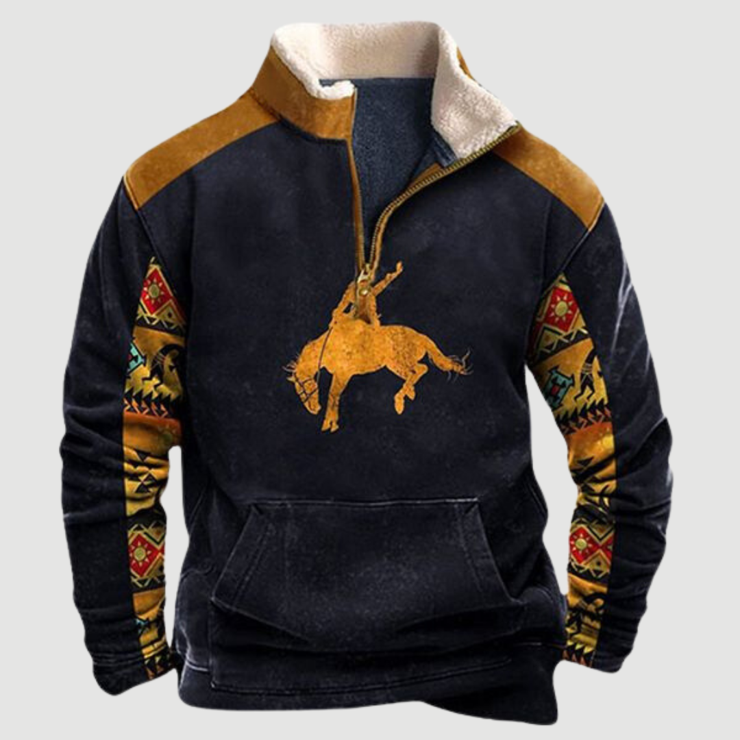 Kjeld | Cozy Moose Print Half-Zip Sweater