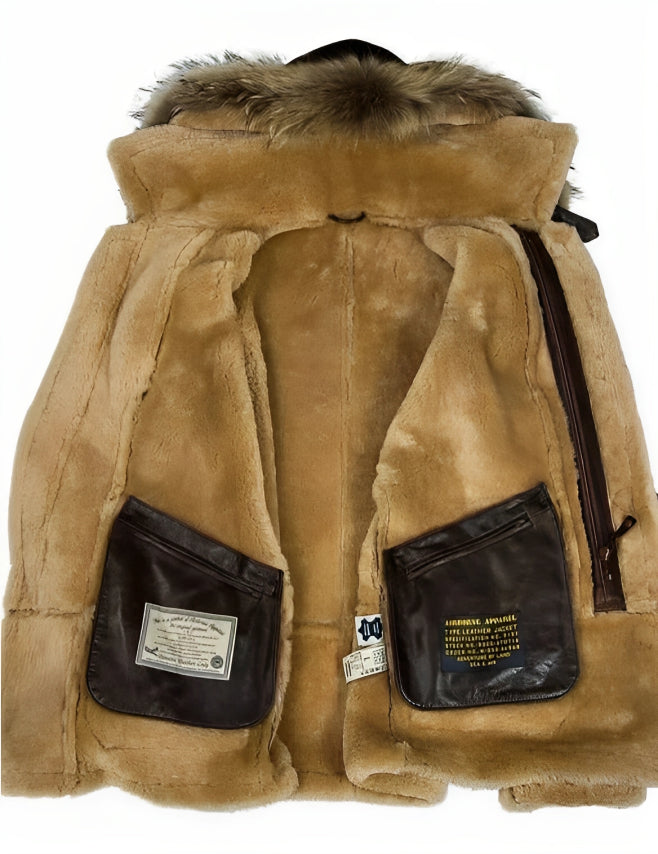 Edvard | Classic Leather Shearling Hooded Jacket
