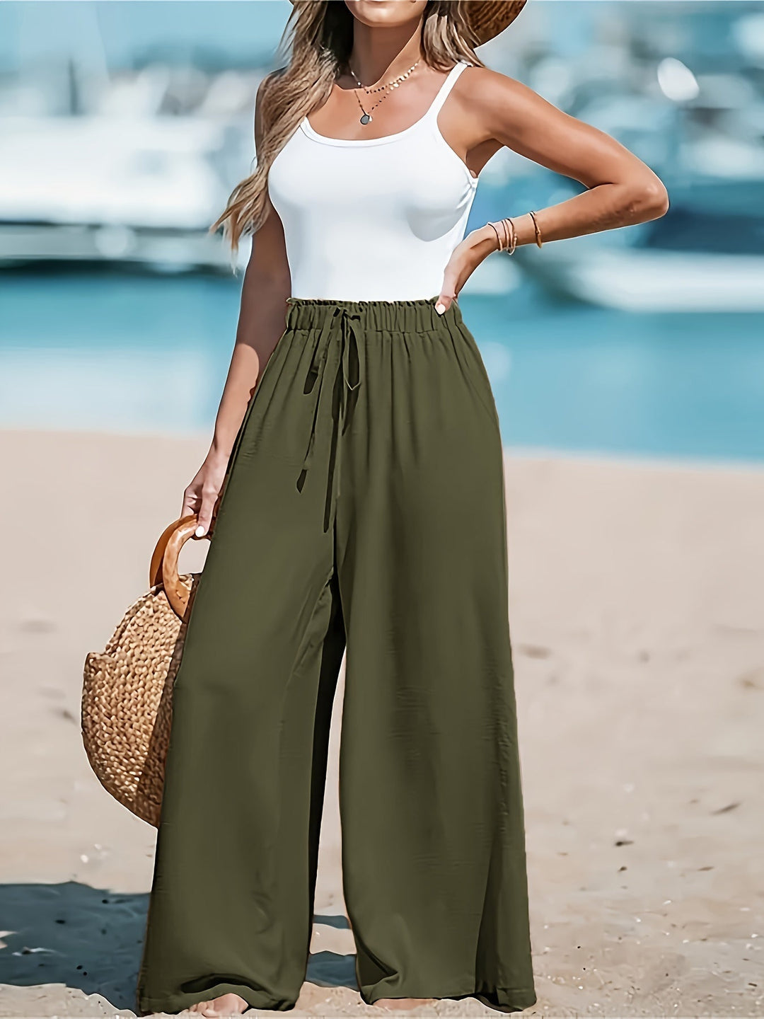 Rani | High-Waisted Drawstring Palazzo Pants