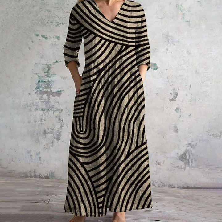 Eve | Stylish V-Neck Striped Maxi Dress