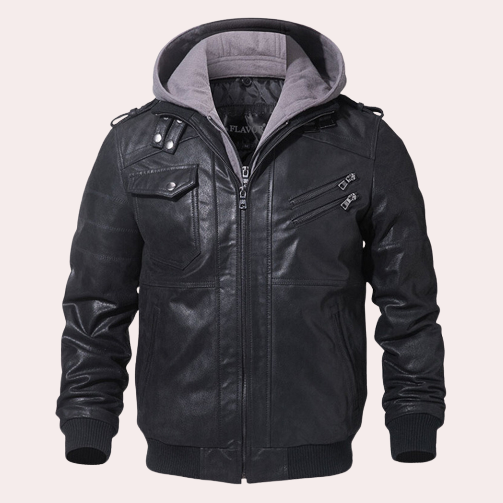 Morten | Vintage Leather Hoodie Jacket