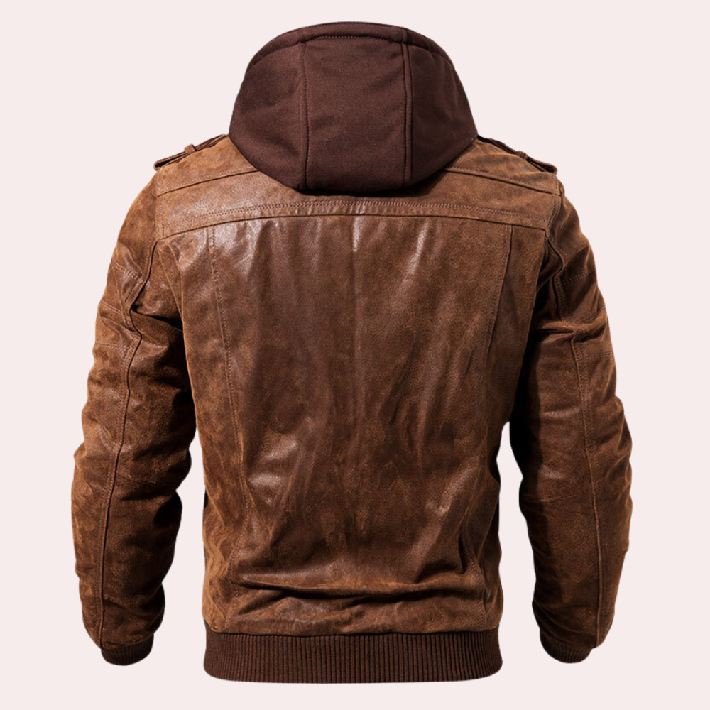 Morten | Vintage Leather Hoodie Jacket