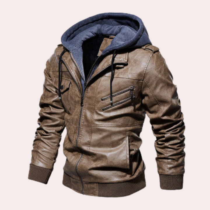 Morten | Vintage Leather Hoodie Jacket