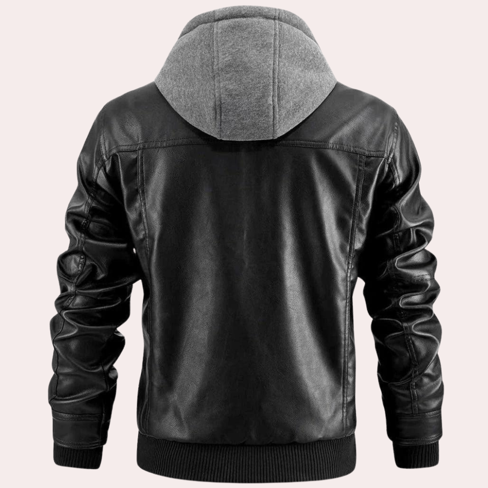 Mathias | Leather Hoodie Jacket