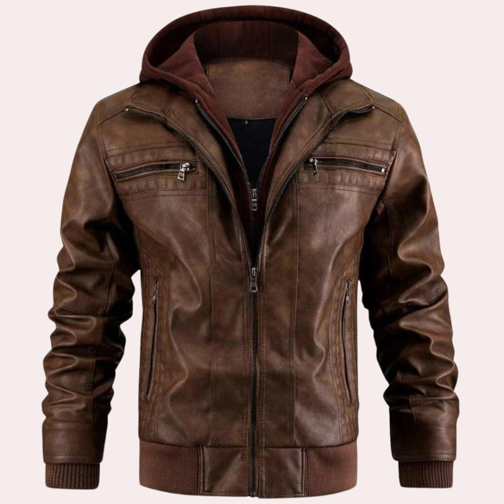 Mathias | Leather Hoodie Jacket