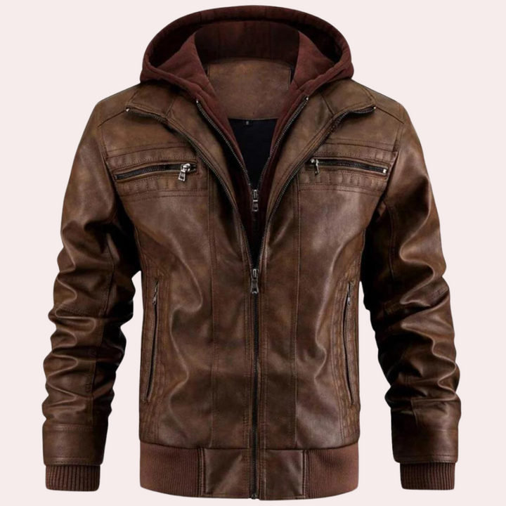Mathias | Leather Hoodie Jacket
