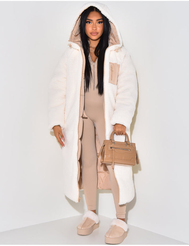 Scarlett | Long Puffer Coat with Fleece Lining and Hood