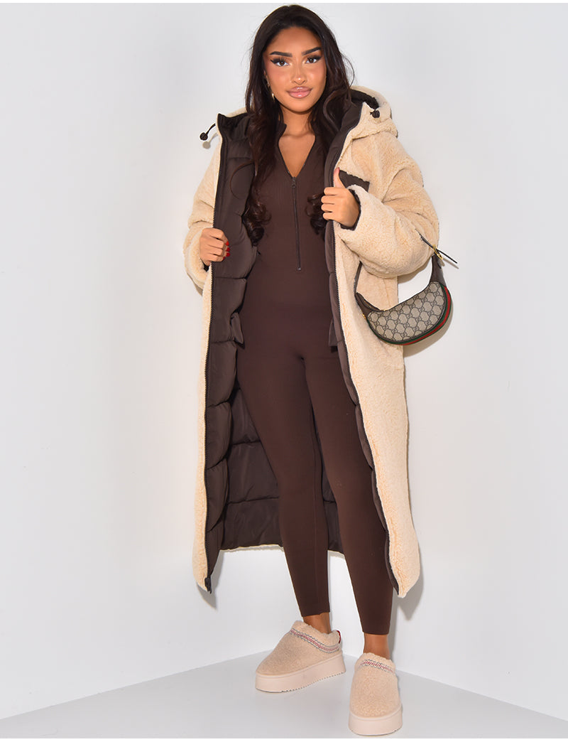 Scarlett | Long Puffer Coat with Fleece Lining and Hood
