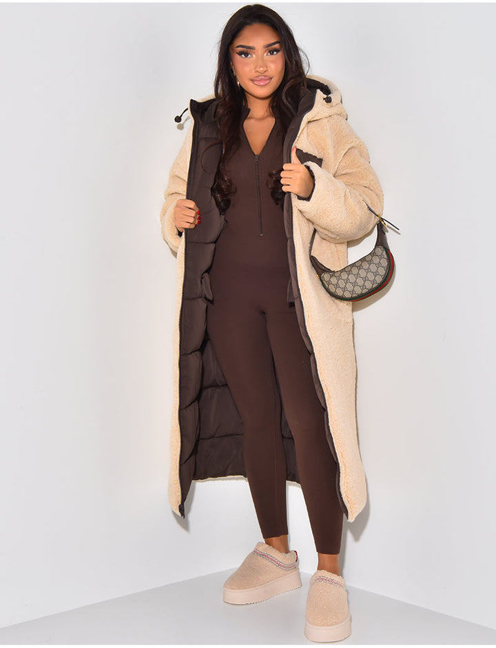 Scarlett | Long Puffer Coat with Fleece Lining and Hood