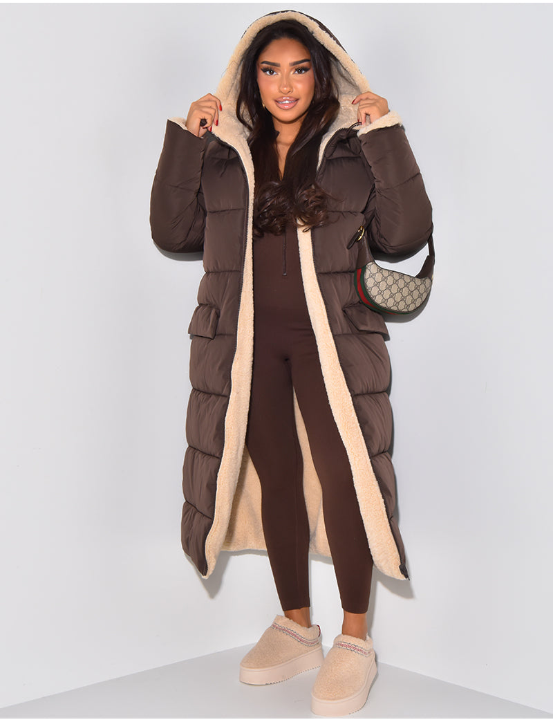 Scarlett | Long Puffer Coat with Fleece Lining and Hood