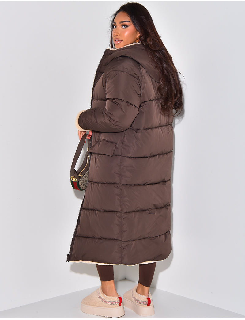 Scarlett | Long Puffer Coat with Fleece Lining and Hood