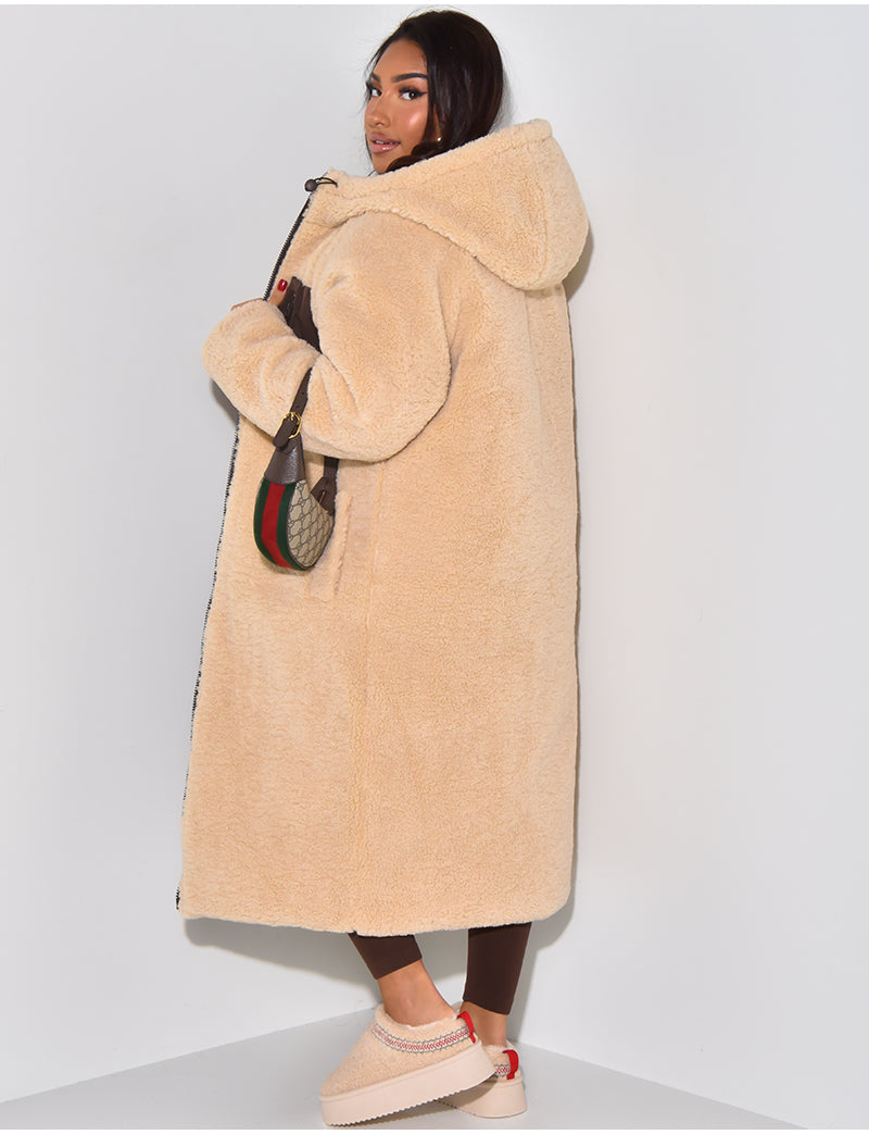 Scarlett | Long Puffer Coat with Fleece Lining and Hood