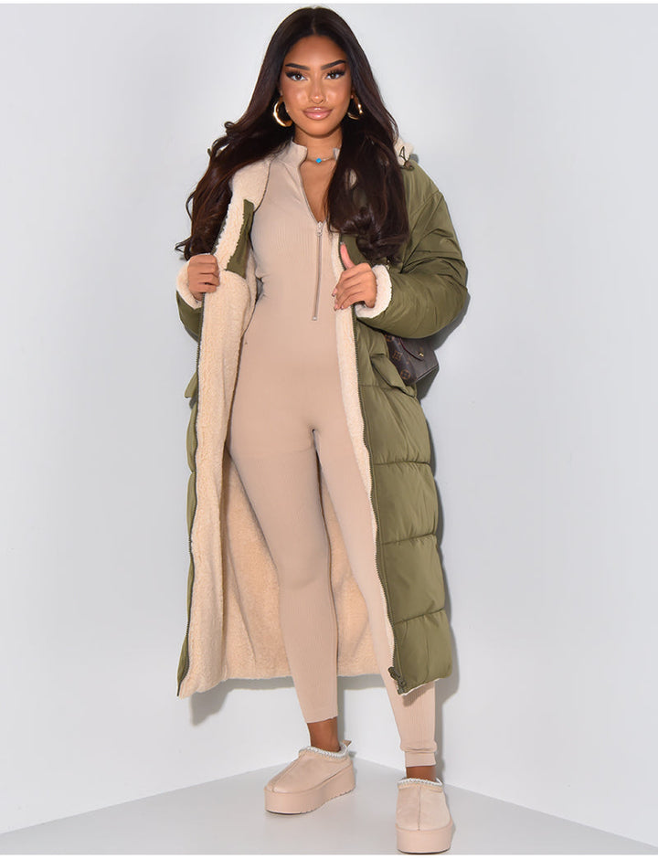 Scarlett | Long Puffer Coat with Fleece Lining and Hood
