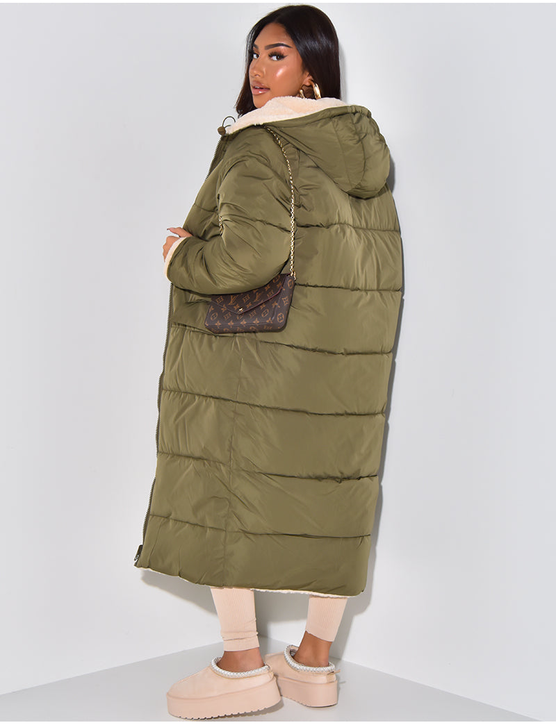 Scarlett | Long Puffer Coat with Fleece Lining and Hood