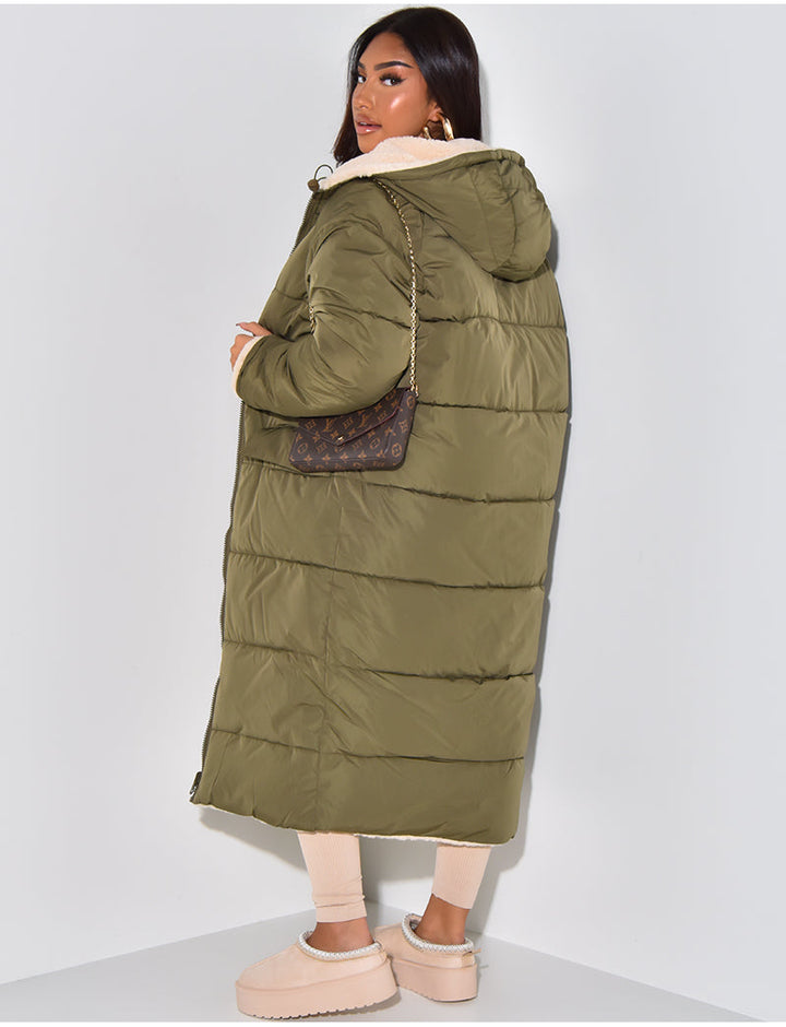 Scarlett | Long Puffer Coat with Fleece Lining and Hood