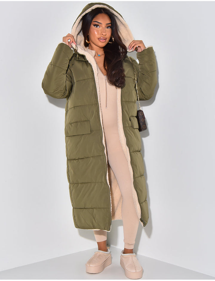 Scarlett | Long Puffer Coat with Fleece Lining and Hood
