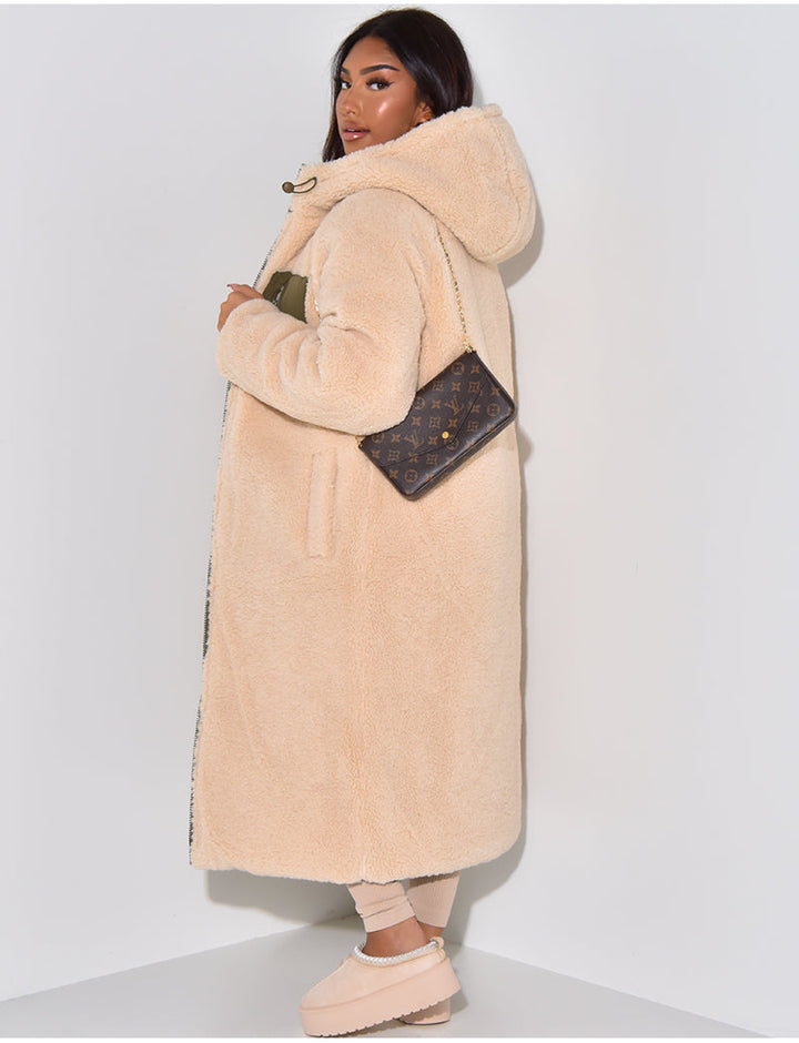 Scarlett | Long Puffer Coat with Fleece Lining and Hood