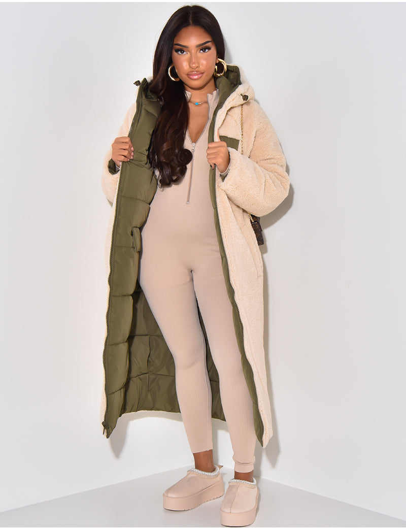 Scarlett | Long Puffer Coat with Fleece Lining and Hood