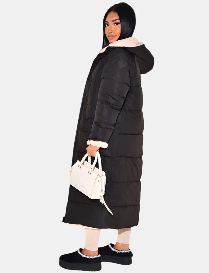 Scarlett | Long Puffer Coat with Fleece Lining and Hood