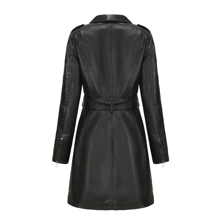 Liana | Stylish Long Leather Coat