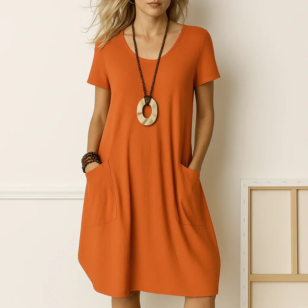 ALMARA | ELEGANT DRESS WITH DISCREET TUMMY COVERAGE