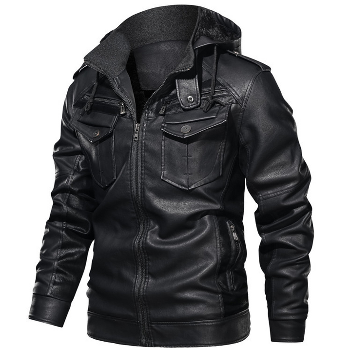 Louie | Stylish Leather Hoodie Jacket