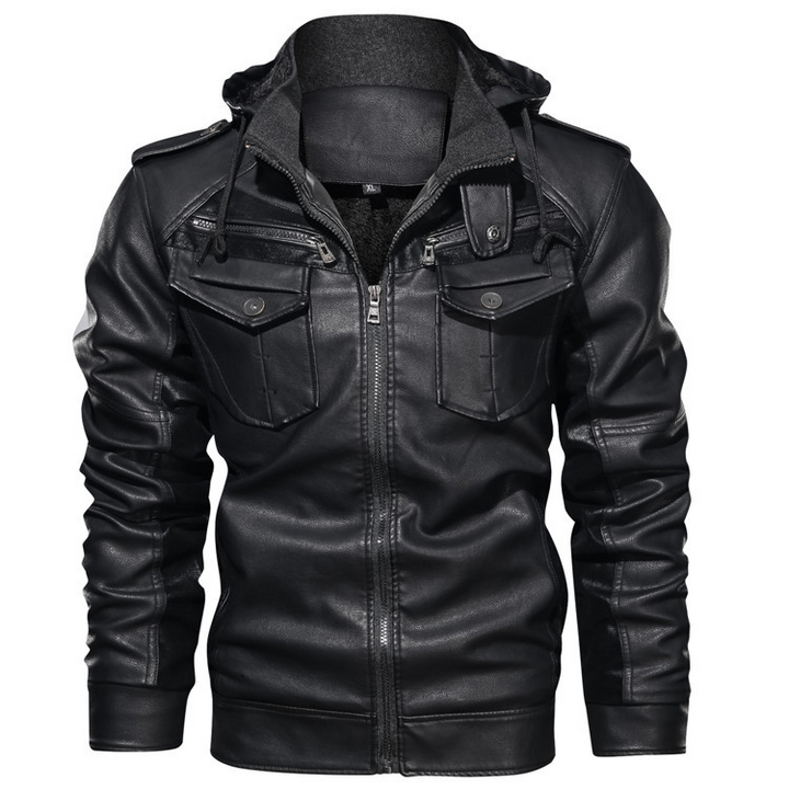 Louie | Stylish Leather Hoodie Jacket