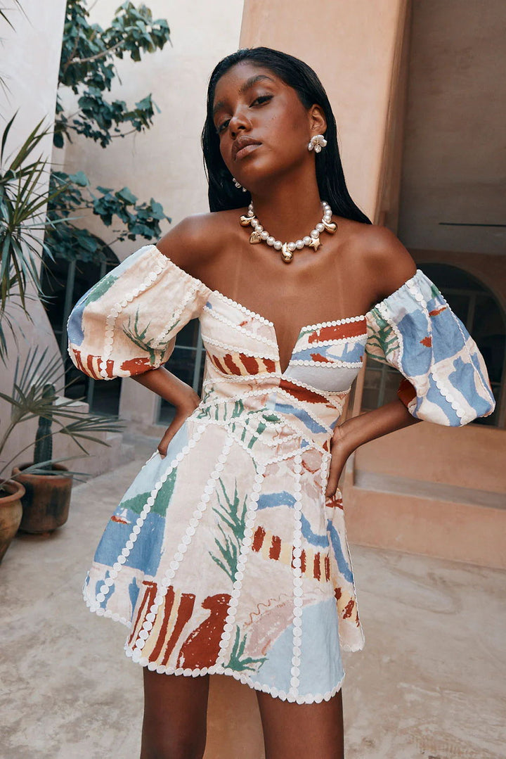 Melanie | Stylish Off-Shoulder Print Dress