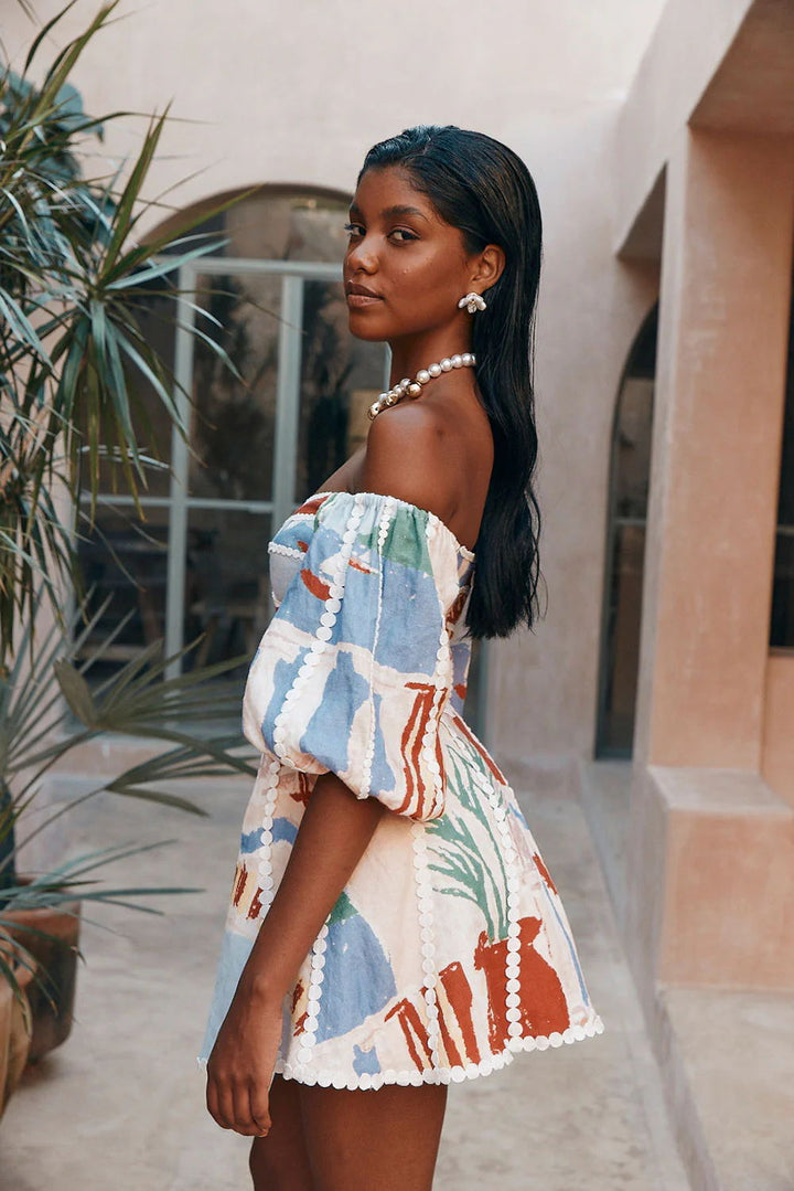 Melanie | Stylish Off-Shoulder Print Dress