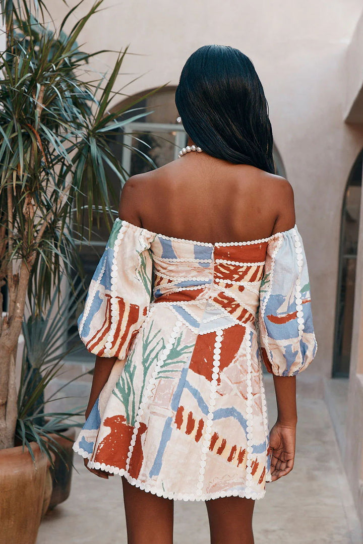 Melanie | Stylish Off-Shoulder Print Dress