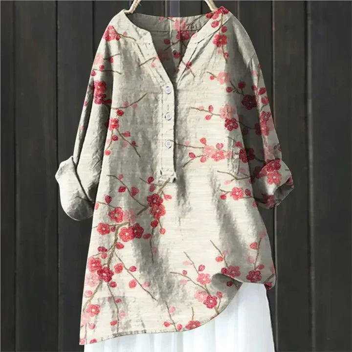 Reece | Stylish Floral Button-Up Tunic Shirt