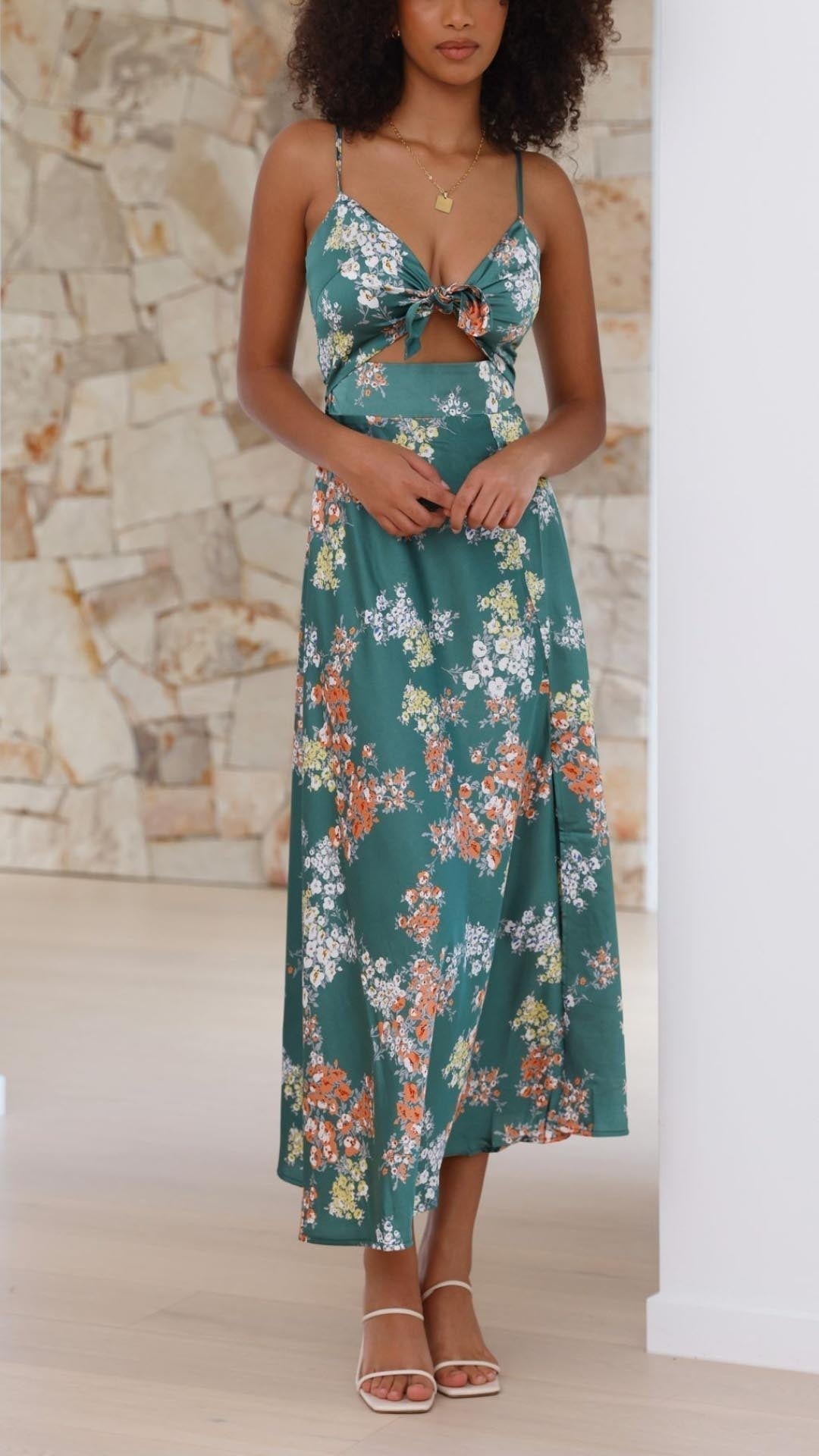 Eleanor | Floral Tie-Front Maxi Dress