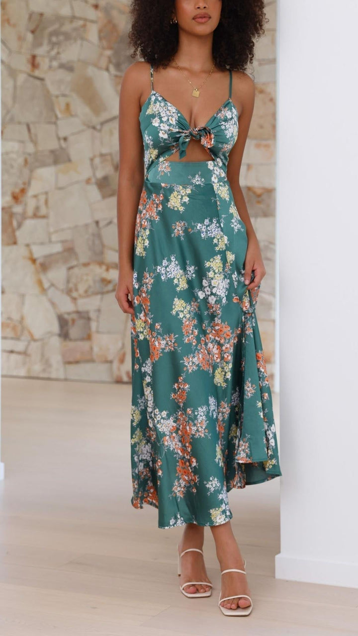 Eleanor | Floral Tie-Front Maxi Dress