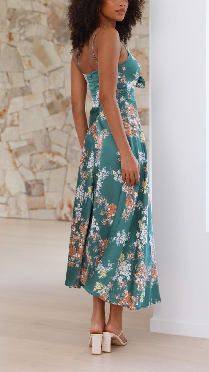 Eleanor | Floral Tie-Front Maxi Dress
