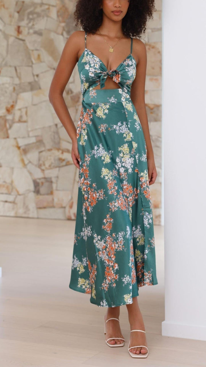 Eleanor | Floral Tie-Front Maxi Dress