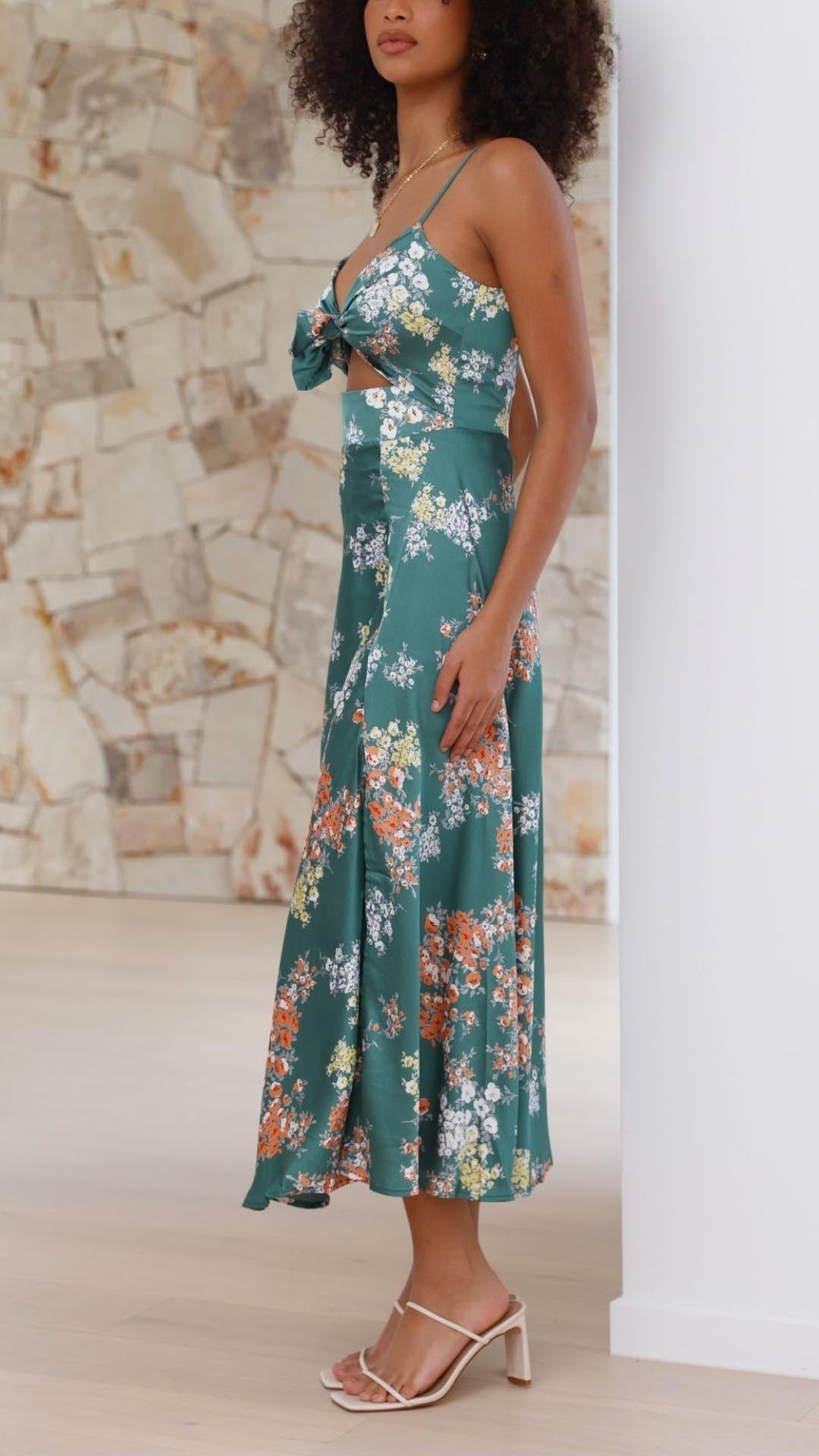 Eleanor | Floral Tie-Front Maxi Dress