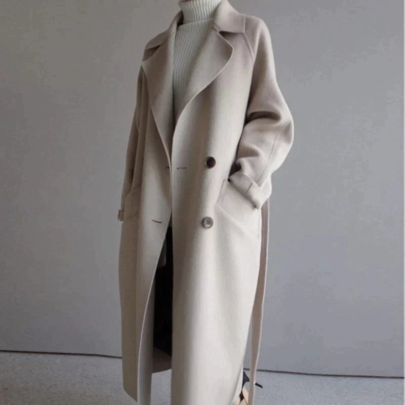Sarah | Elegant Wool-Blend Long Coat