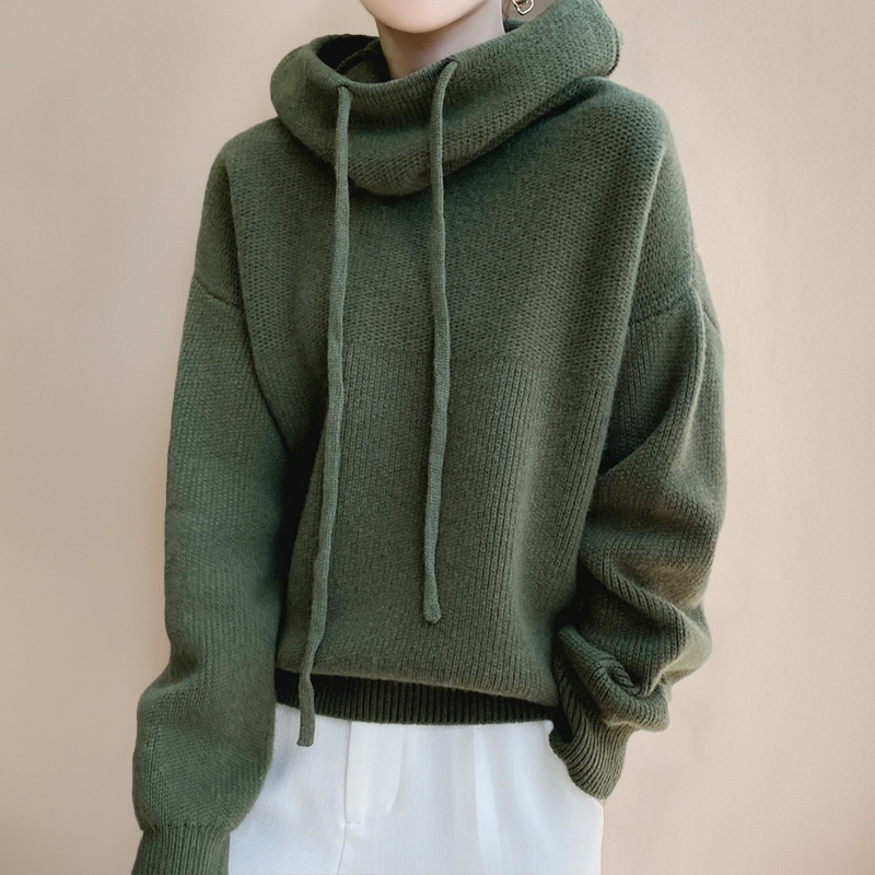 Phoebe | Oversized Knit Hoodie with Drawstring