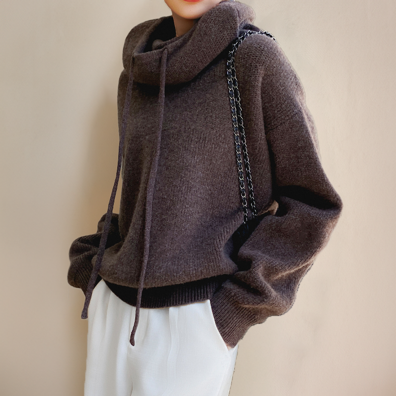 Phoebe | Oversized Knit Hoodie with Drawstring