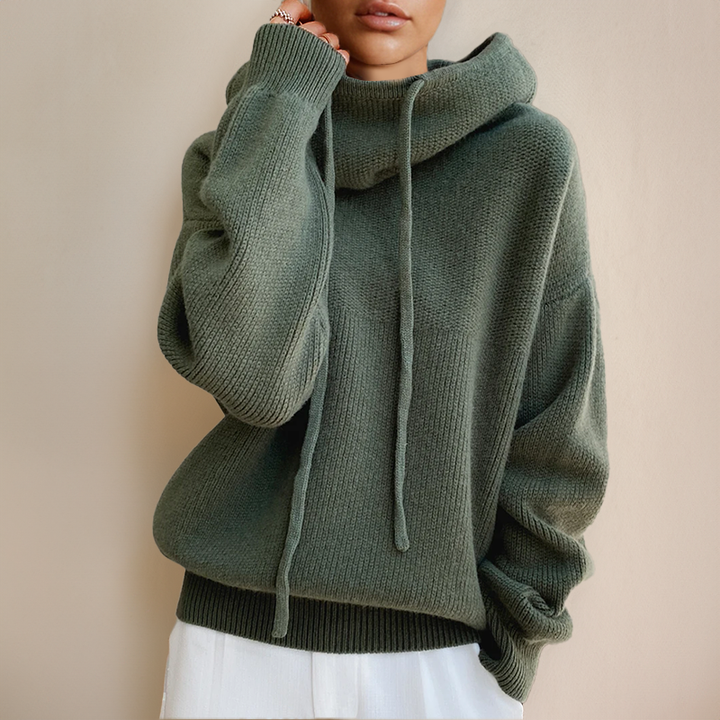 Phoebe | Oversized Knit Hoodie with Drawstring